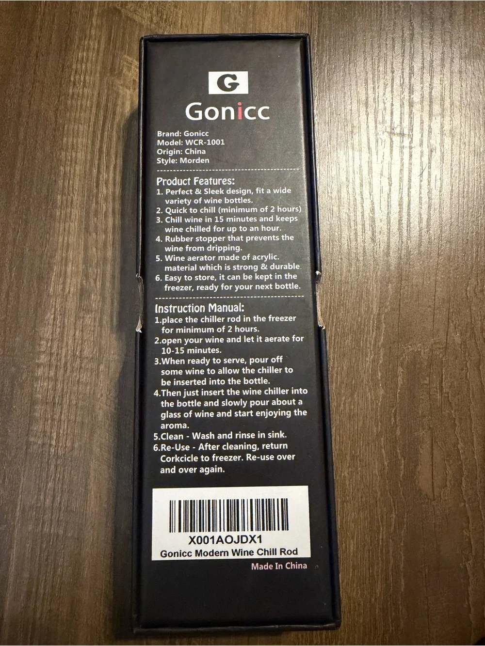 Gonicc Wine Chill Rod Stainless Steel New in Box